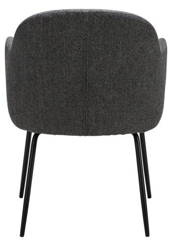 DANFORM Bae Sessel, mit Armlehnen – kieselgrauer Bouclé-Stoff und schwarzer Stahl