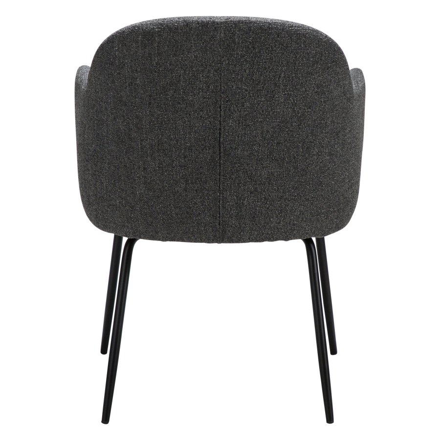 DANFORM Bae Sessel, mit Armlehnen – kieselgrauer Bouclé-Stoff und schwarzer Stahl