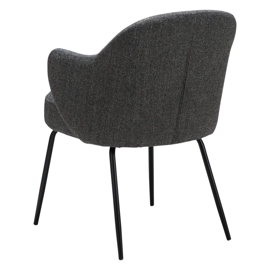 DANFORM Bae Sessel, mit Armlehnen – kieselgrauer Bouclé-Stoff und schwarzer Stahl