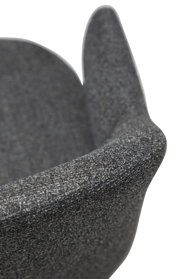 DANFORM Bae Sessel, mit Armlehnen – kieselgrauer Bouclé-Stoff und schwarzer Stahl