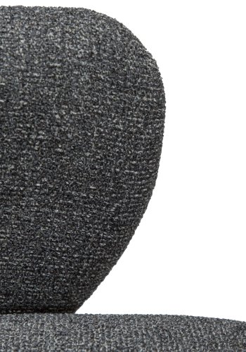 DANFORM Bae Sessel, mit Armlehnen – kieselgrauer Bouclé-Stoff und schwarzer Stahl