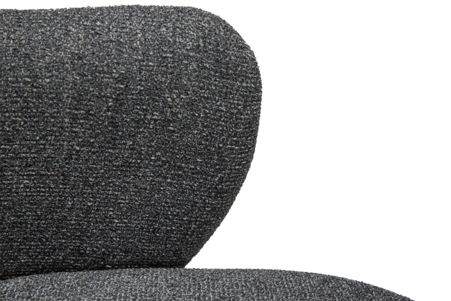 DANFORM Bae Sessel, mit Armlehnen – kieselgrauer Bouclé-Stoff und schwarzer Stahl