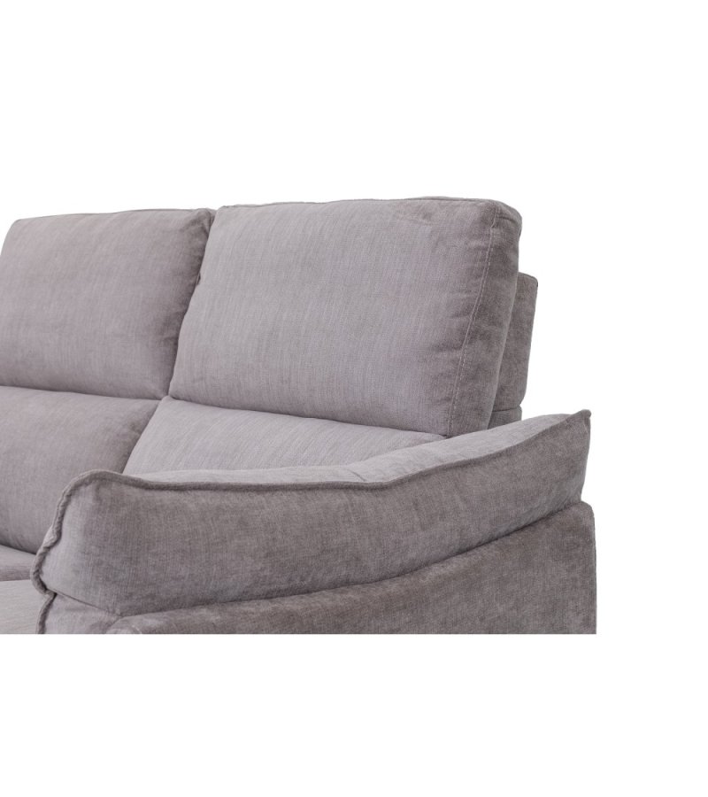 Barcelona 2-manns sofa, med hvilestol, innebygd fotskammel, USB-plugg - beige stoff og svart metall
