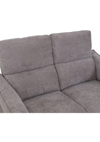 Barcelona 2-manns sofa, med hvilestol, innebygd fotskammel, USB-plugg - beige stoff og svart metall