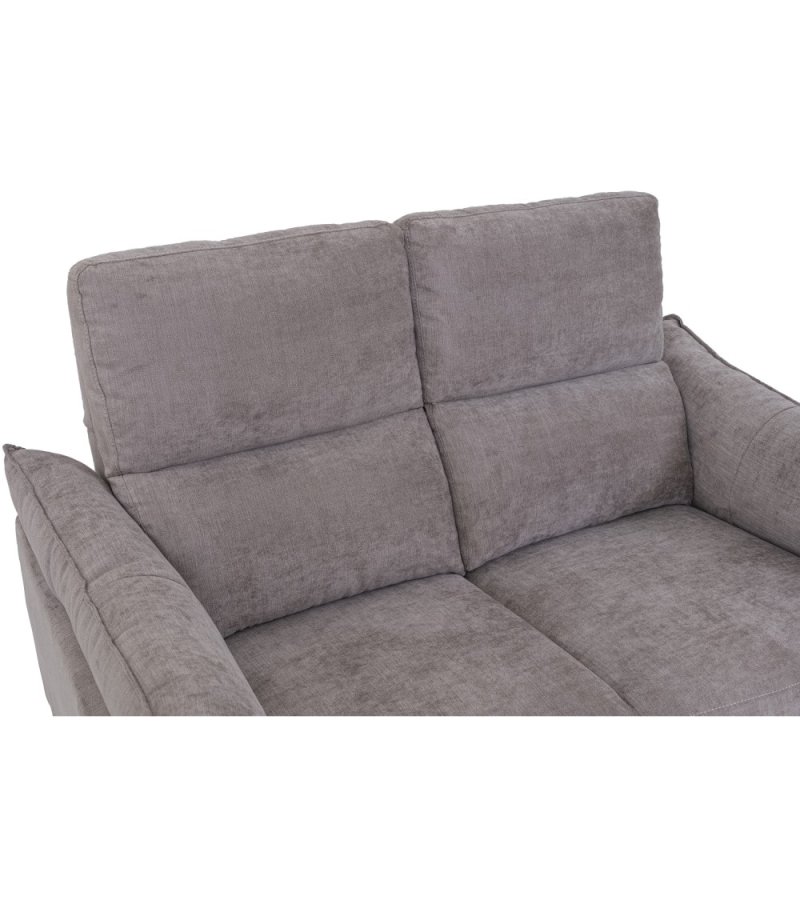 Barcelona 2-manns sofa, med hvilestol, innebygd fotskammel, USB-plugg - beige stoff og svart metall