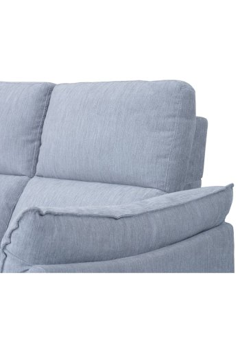 Barcelona 2-manns sofa, med hvilestol, innebygd fotskammel, USB-plugg - lysegrt stoff og svart metall