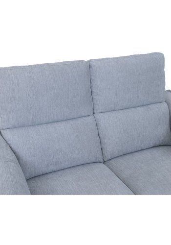 Barcelona 2-manns sofa, med hvilestol, innebygd fotskammel, USB-plugg - lysegrt stoff og svart metall