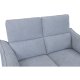 Barcelona 2-manns sofa, med hvilestol, innebygd fotskammel, USB-plugg - lysegrt stoff og svart metall