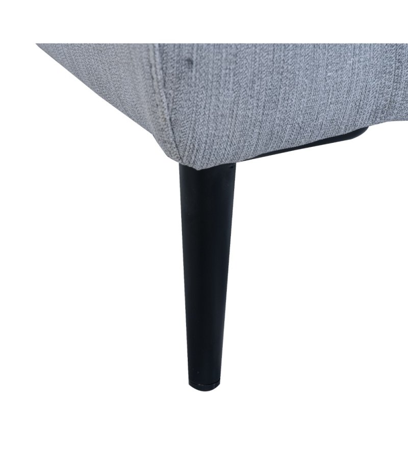 Barcelona 2-manns sofa, med hvilestol, innebygd fotskammel, USB-plugg - lysegrt stoff og svart metall