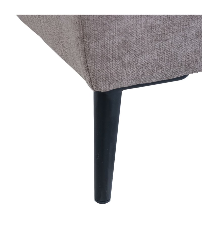 Barcelona 3-Sitzer-Sofa mit Liegefunktion, integriertem Fußhocker, USB-Anschluss – beiger Stoff und schwarzes Metall