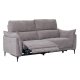 Barcelona 3-Sitzer-Sofa mit Liegefunktion, integriertem Fußhocker, USB-Anschluss – beiger Stoff und schwarzes Metall