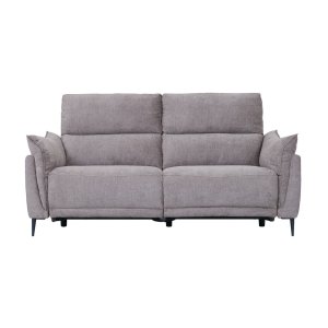 Barcelona 3 pers. sofa, m. recliner, indbygget fodskammel, USB-stik - beige stof og sort metal
