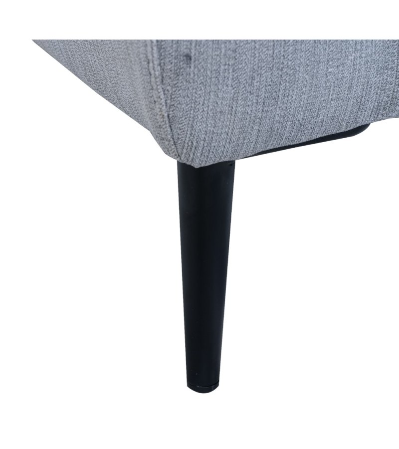 Barcelona 3-Sitzer-Sofa mit Liegefunktion, integriertem Fußhocker, USB-Anschluss – hellgrauer Stoff und schwarzes Metall