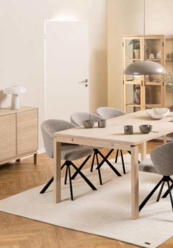 ACT NORDIC Linley sknk, m. 4 lger med lamel og 4 hylder - hvidpigmenteret egefinér og eg