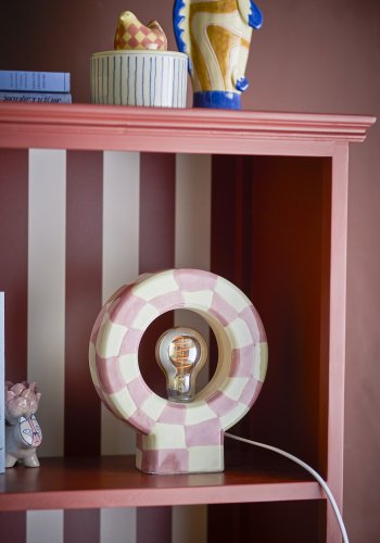 BLOOMINGVILLE Vialini Tischlampe, Rosa, Steingut (L20,5xH23,5xB7 cm)