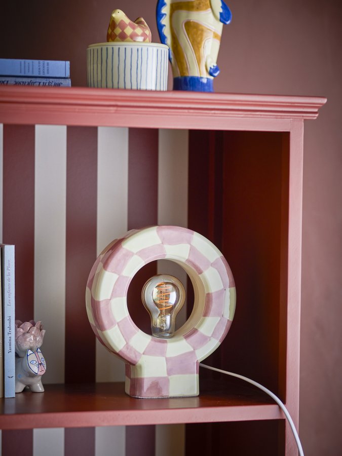 BLOOMINGVILLE Vialini Tischlampe, Rosa, Steingut (L20,5xH23,5xB7 cm)