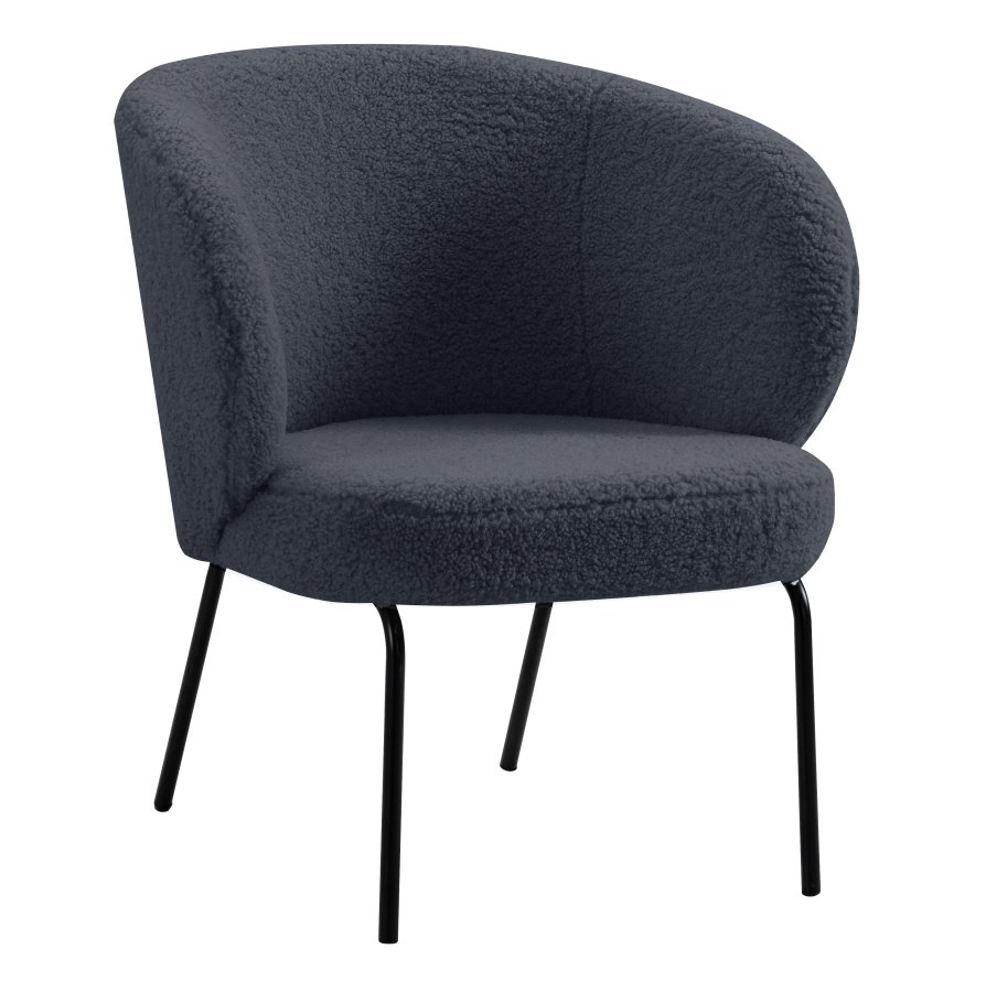 NORDLYS Bergen lenestol - gr ull og sort metall