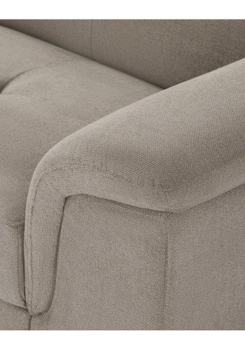 Betis Ecksofa nach links, mit 5 verstellbaren Nackenkissen – brauner Stoff und schwarzes Metall