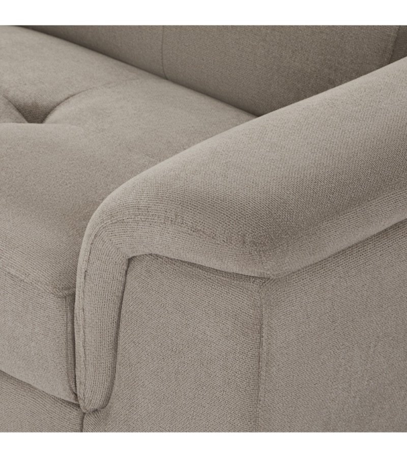 Betis Ecksofa nach links, mit 5 verstellbaren Nackenkissen – brauner Stoff und schwarzes Metall