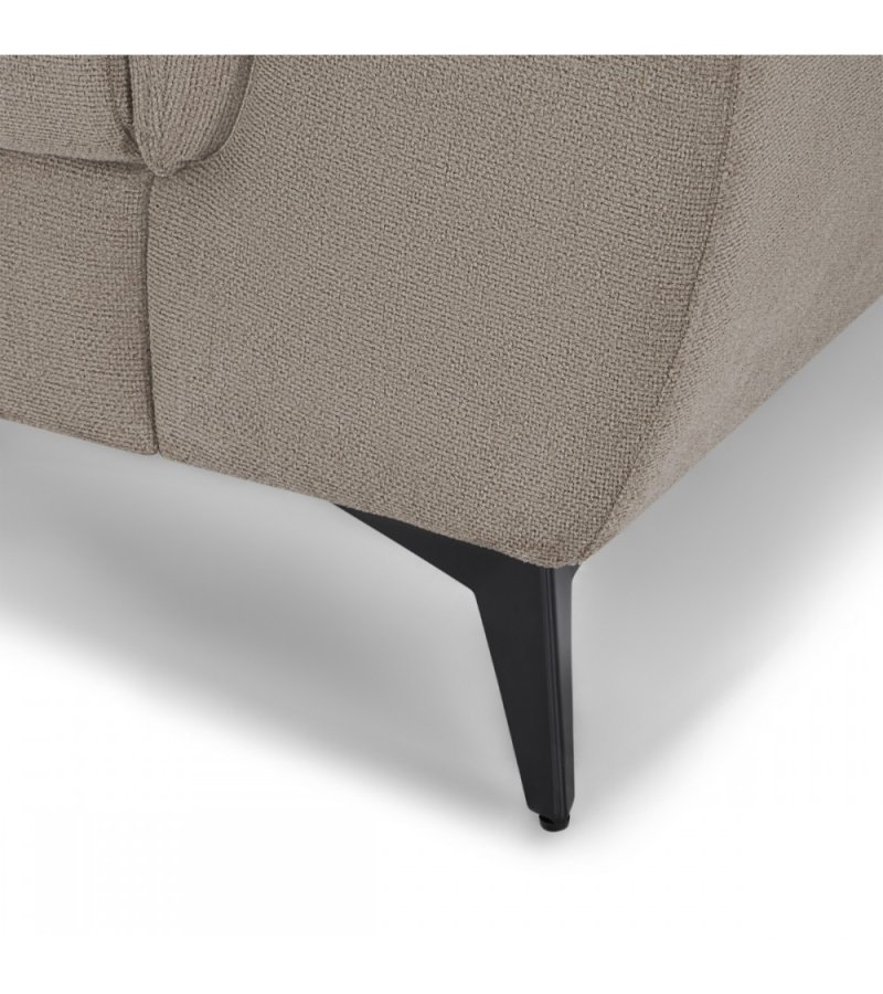 Betis Ecksofa nach links, mit 5 verstellbaren Nackenkissen – brauner Stoff und schwarzes Metall