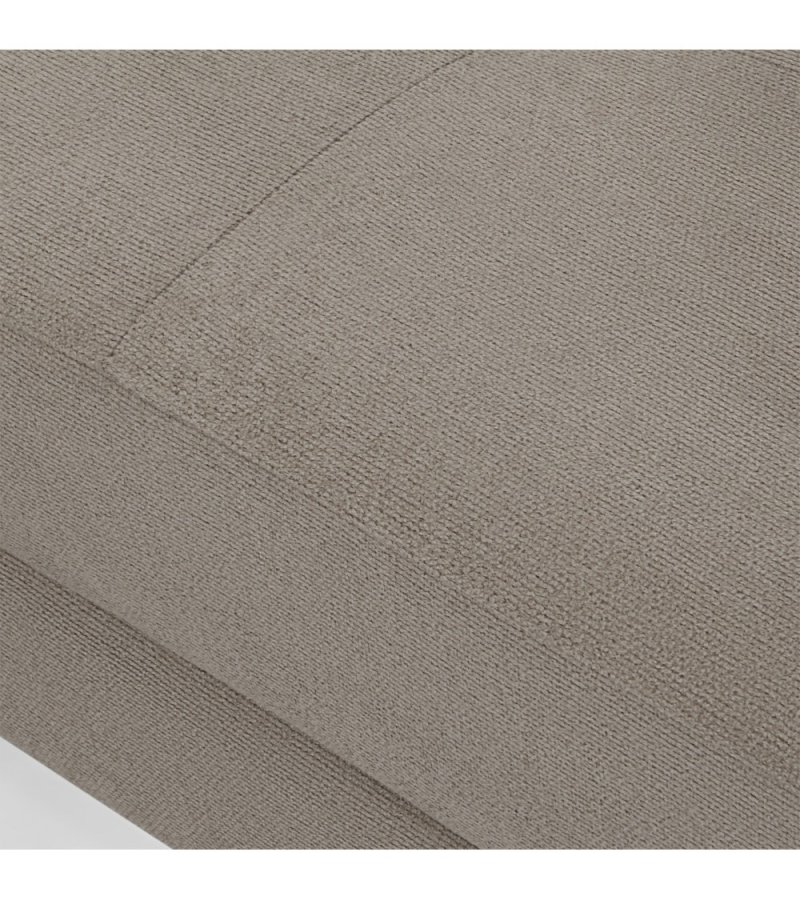 Betis Ecksofa nach links, mit 5 verstellbaren Nackenkissen – brauner Stoff und schwarzes Metall