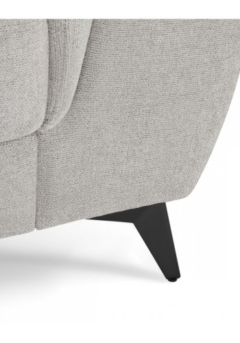 Betis Ecksofa nach links, mit 5 verstellbaren Nackenkissen – grauer Stoff und schwarzes Metall