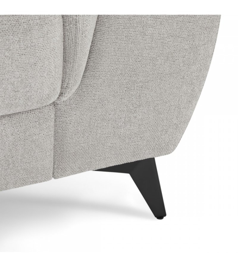 Betis Ecksofa nach links, mit 5 verstellbaren Nackenkissen – grauer Stoff und schwarzes Metall