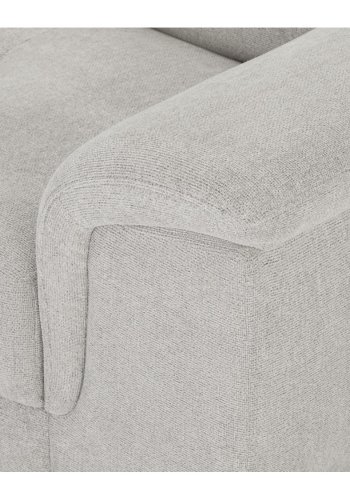 Betis Ecksofa nach links, mit 5 verstellbaren Nackenkissen – grauer Stoff und schwarzes Metall