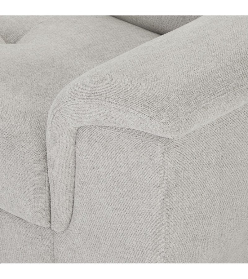 Betis Ecksofa nach links, mit 5 verstellbaren Nackenkissen – grauer Stoff und schwarzes Metall