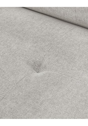 Betis Ecksofa nach links, mit 5 verstellbaren Nackenkissen – grauer Stoff und schwarzes Metall