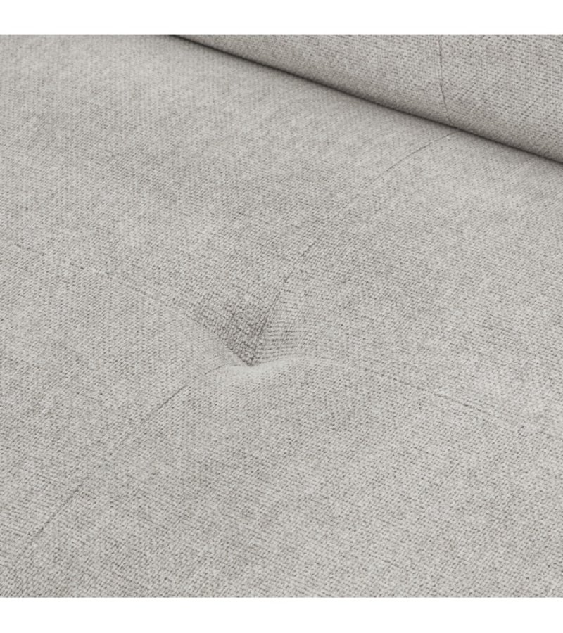 Betis Ecksofa nach links, mit 5 verstellbaren Nackenkissen – grauer Stoff und schwarzes Metall