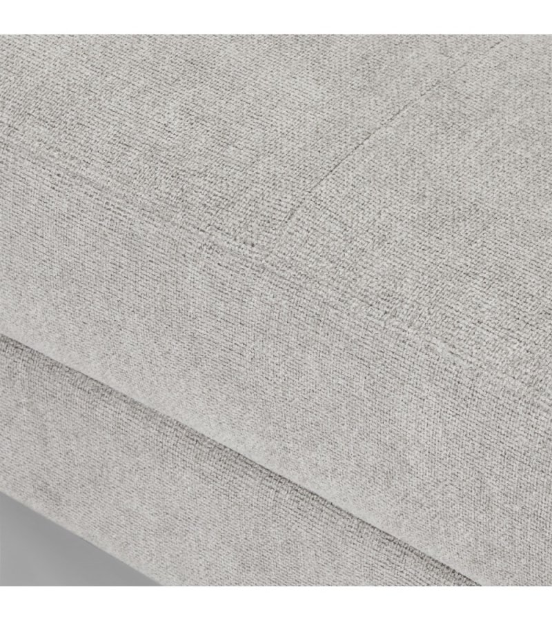 Betis Ecksofa nach links, mit 5 verstellbaren Nackenkissen – grauer Stoff und schwarzes Metall