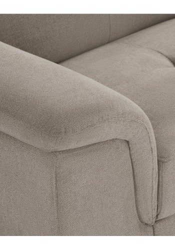 Betis Ecksofa nach rechts, mit 5 verstellbaren Nackenkissen – brauner Stoff und schwarzes Metall