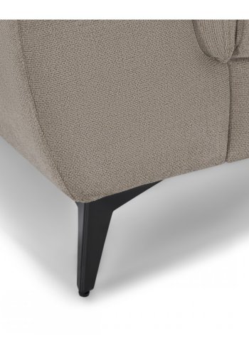 Betis Ecksofa nach rechts, mit 5 verstellbaren Nackenkissen – brauner Stoff und schwarzes Metall