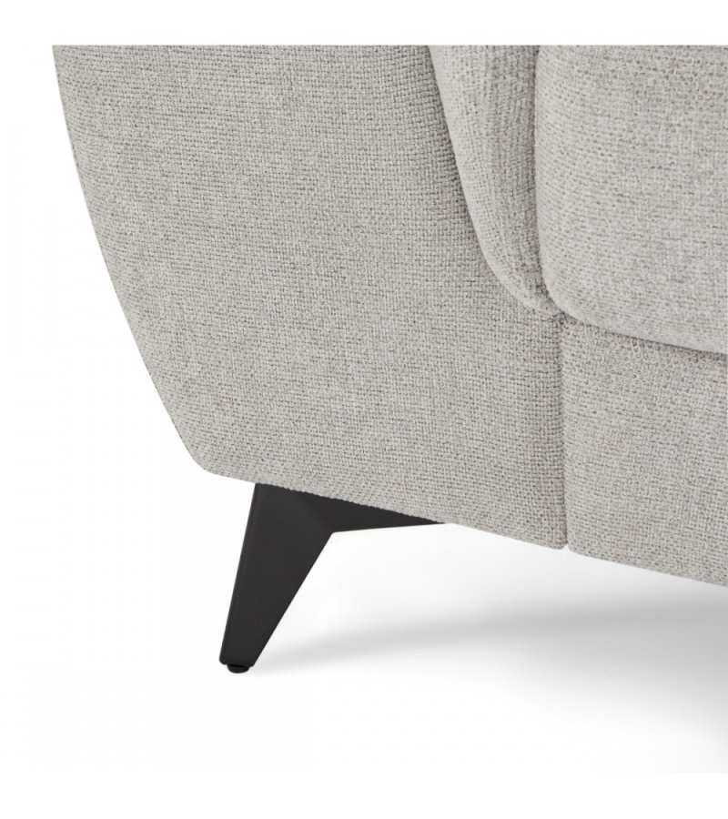 Betis Ecksofa nach rechts, mit 5 verstellbaren Nackenkissen – grauer Stoff und schwarzes Metall