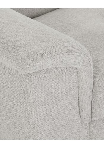 Betis Ecksofa nach rechts, mit 5 verstellbaren Nackenkissen – grauer Stoff und schwarzes Metall