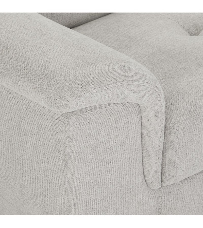 Betis Ecksofa nach rechts, mit 5 verstellbaren Nackenkissen – grauer Stoff und schwarzes Metall