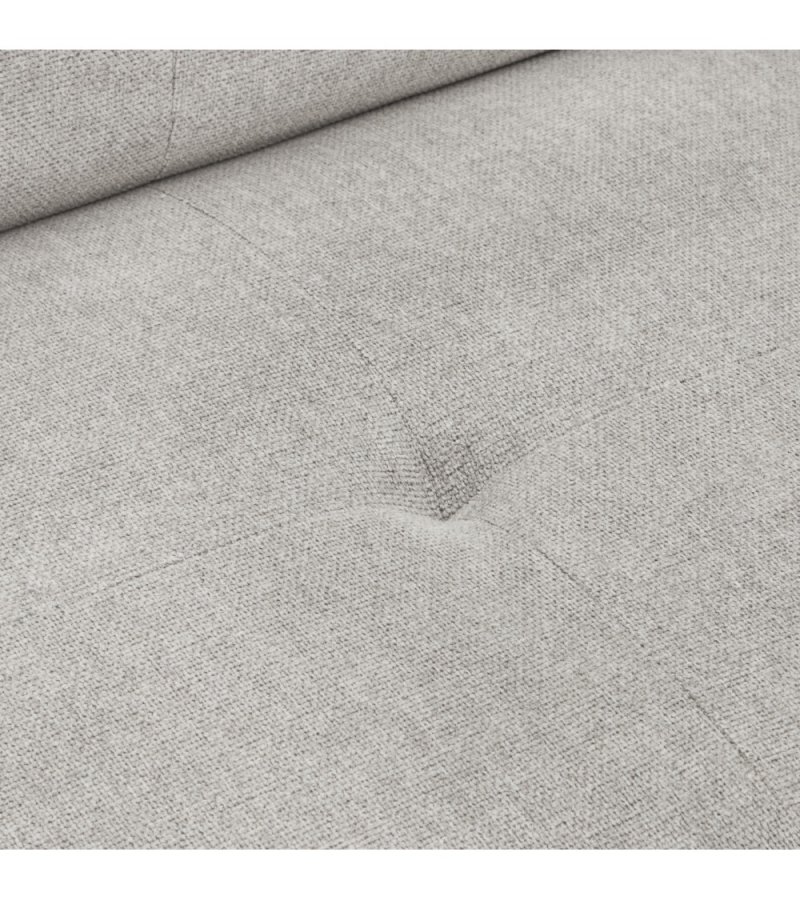 Betis Ecksofa nach rechts, mit 5 verstellbaren Nackenkissen – grauer Stoff und schwarzes Metall