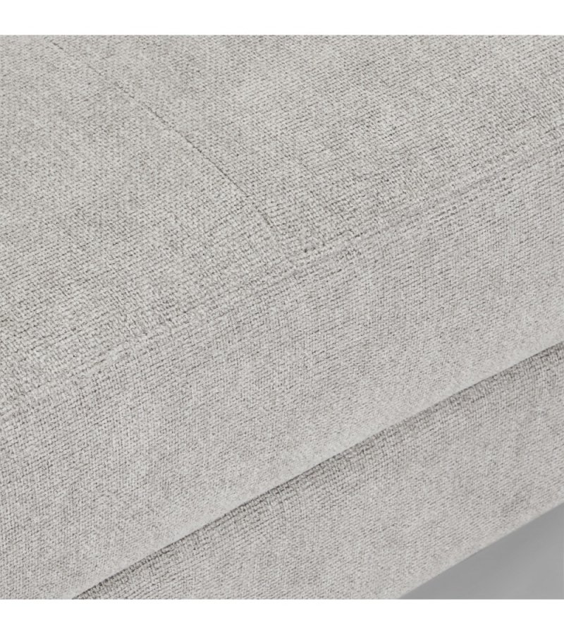 Betis Ecksofa nach rechts, mit 5 verstellbaren Nackenkissen – grauer Stoff und schwarzes Metall