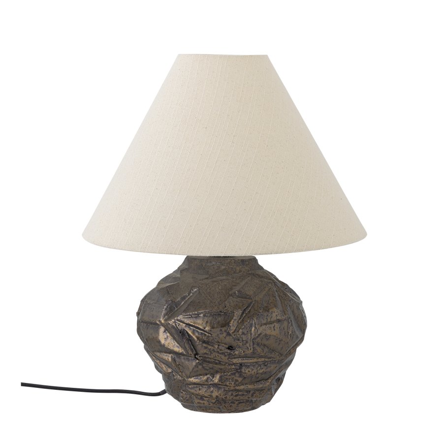BLOOMINGVILLE Carolla bordlampe - beige stoff og brunt steinty