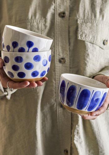 CREATIVE COLLECTION Linora Schale, Blau, Steingut