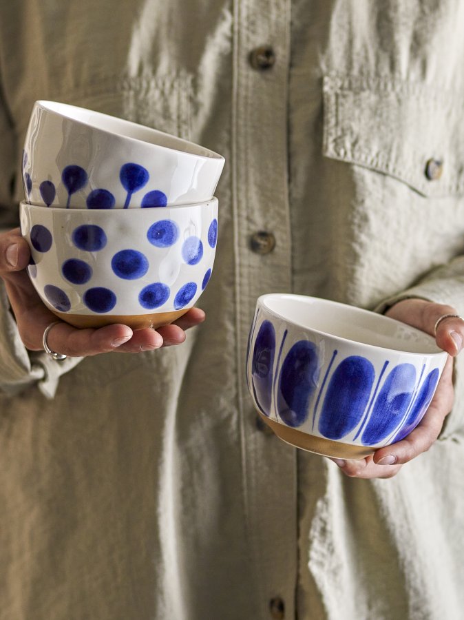 CREATIVE COLLECTION Linora Schale, Blau, Steingut