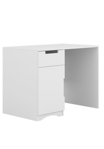 Classic brneskrivebord, m. 1 lge, 1 skuffe og 1 hylde - hvid laminat (100x60)