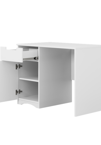 Classic brneskrivebord, m. 1 lge, 1 skuffe og 1 hylde - hvid laminat (100x60)