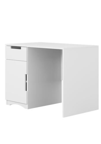 Classic brneskrivebord, m. 1 lge, 1 skuffe og 1 hylde - hvid laminat (100x60)