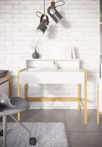 Victor skrivebord til barn, m. 1 skuff - hvit laminat og naturlig eik (100x60)