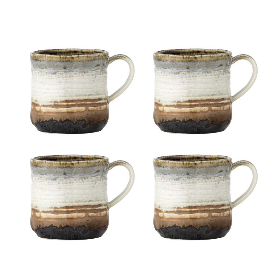 BLOOMINGVILLE Deana Tasse, Braun, Steingut (D8,5xH9 cm, 4er-Set)