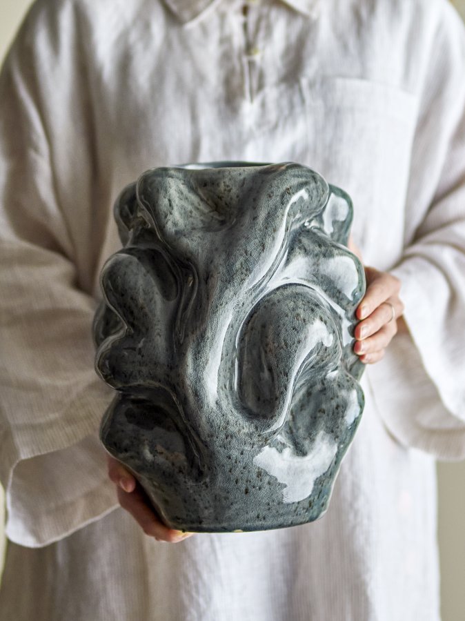 BLOOMINGVILLE Vuelle Vase, gr, steinty