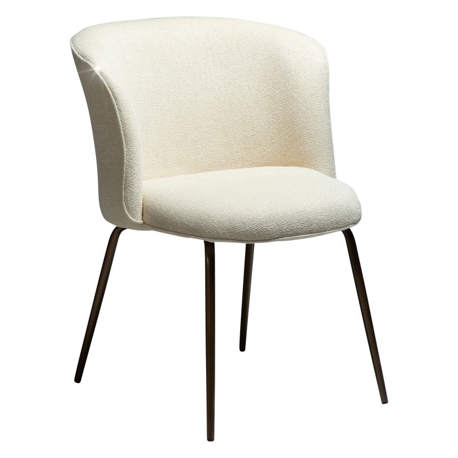 DAN-FORM BLISS spisebordsstol - Frosted mandel boucl m. shimmer og antik messing metal