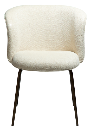 DAN-FORM BLISS spisebordsstol - Frosted mandel boucl m. shimmer og antik messing metal